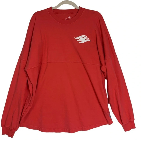 Disney  Adult Spirit Jersey Red/White Sz Large Disney Cruise Line Puff Print USA - Picture 1 of 9